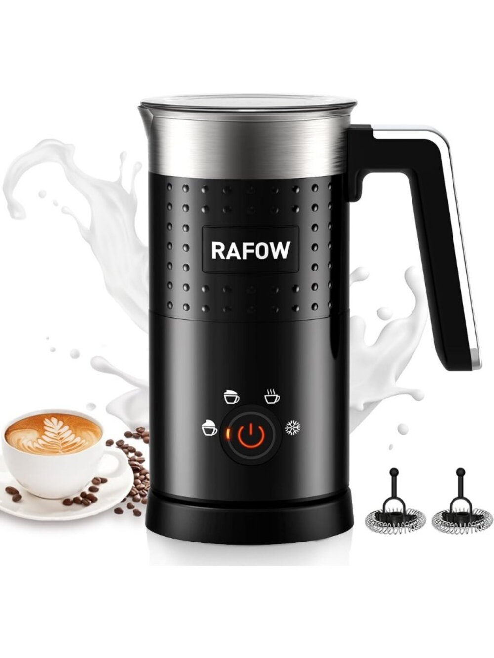 4-in-1 Electric Milk Frother & Steamer - Large 10oz Capacity for Lattes